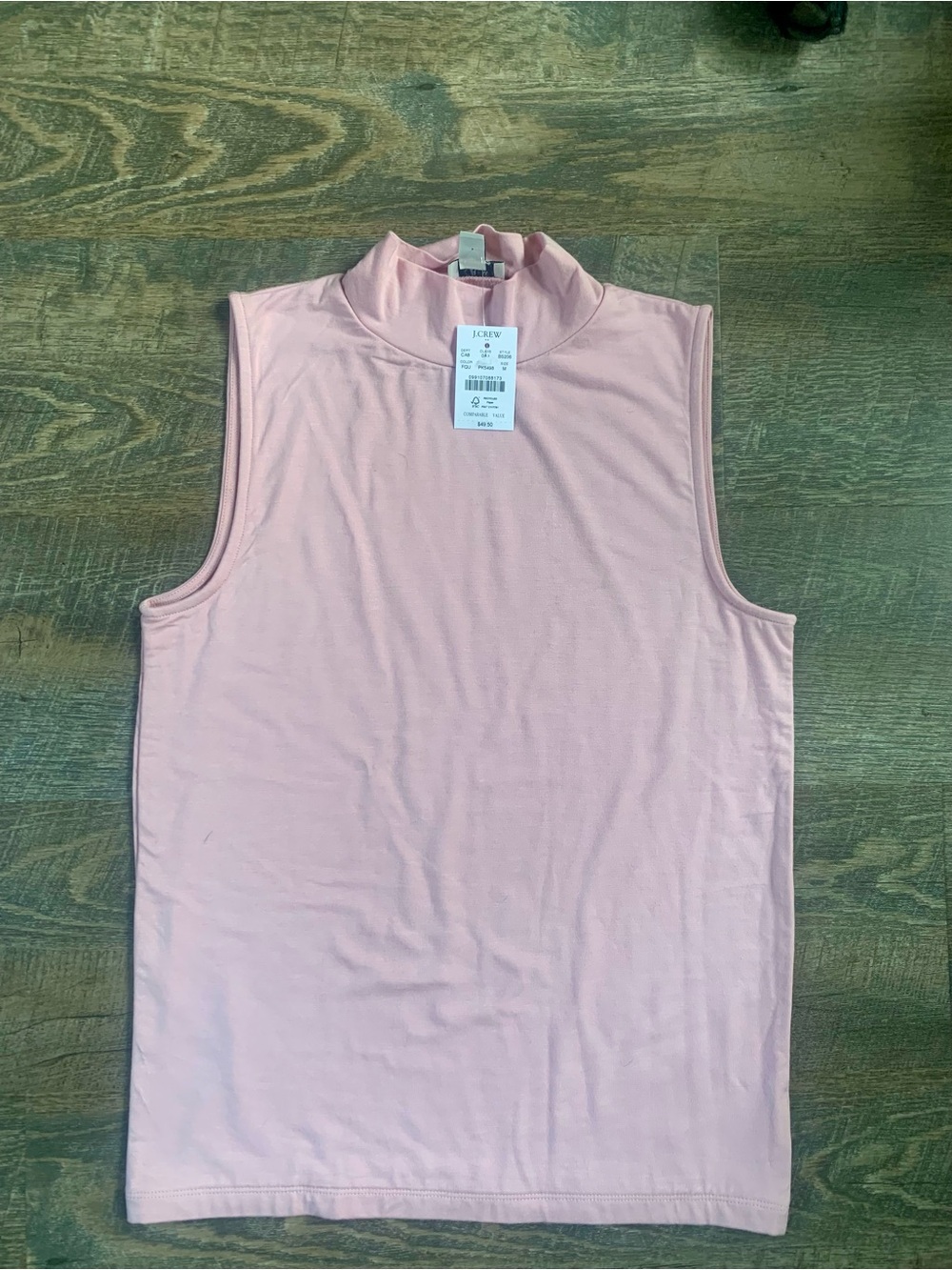 J. Crew Preppy Sleeveless Mock Neck Top in Light Pink
